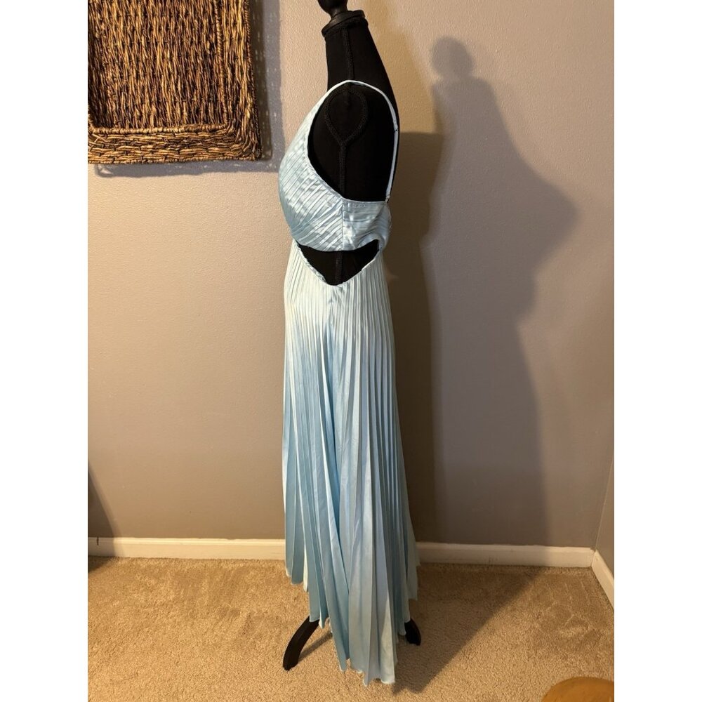 Abercrombie & Fitch Long Dress M Tall Halter Tie Back Floral Cut Out Pleated NEW - Picture 9 of 16
